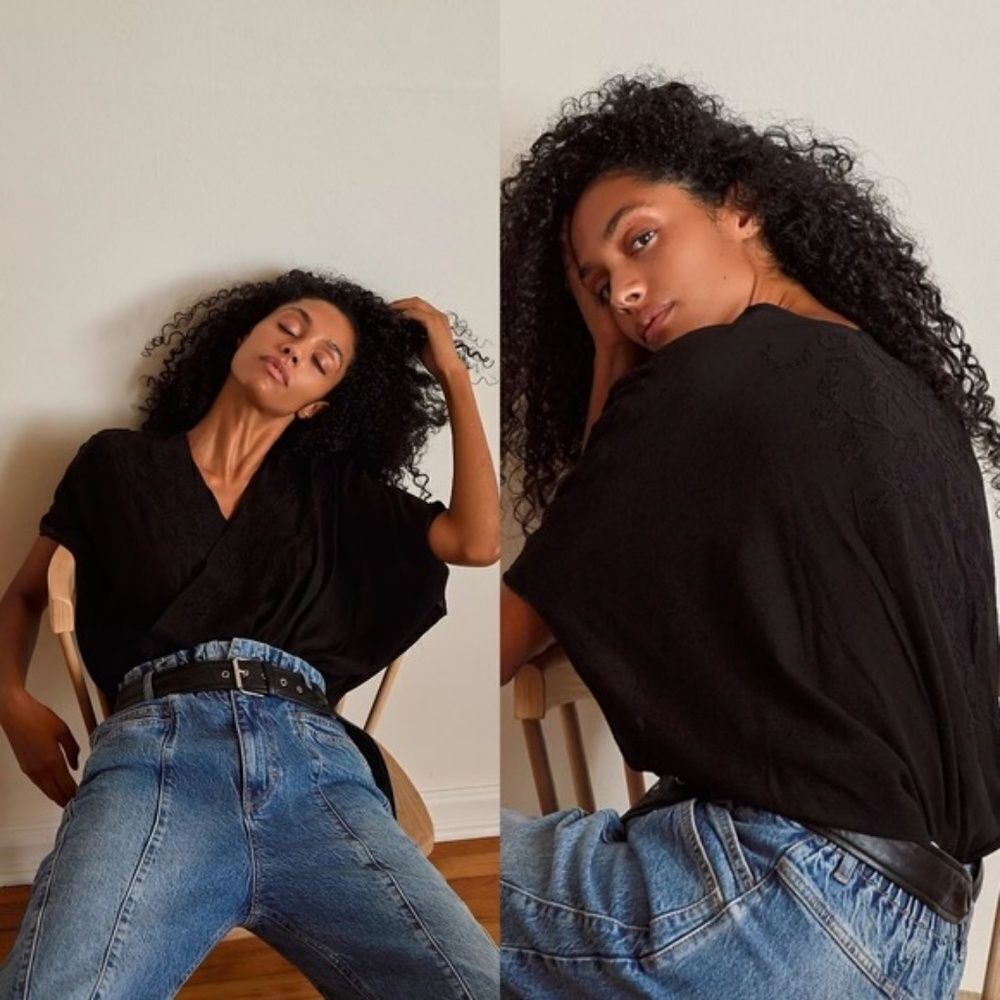 Intimately Free People Summer Lover Black Embroidered Flow Bodysuit Sz S